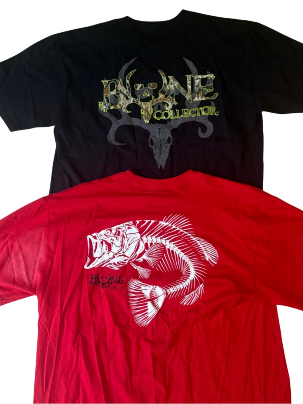 Bone Collector T Shirts Mens XL Lot 2 Hunting Fishing Bass Skull Graphic Tees